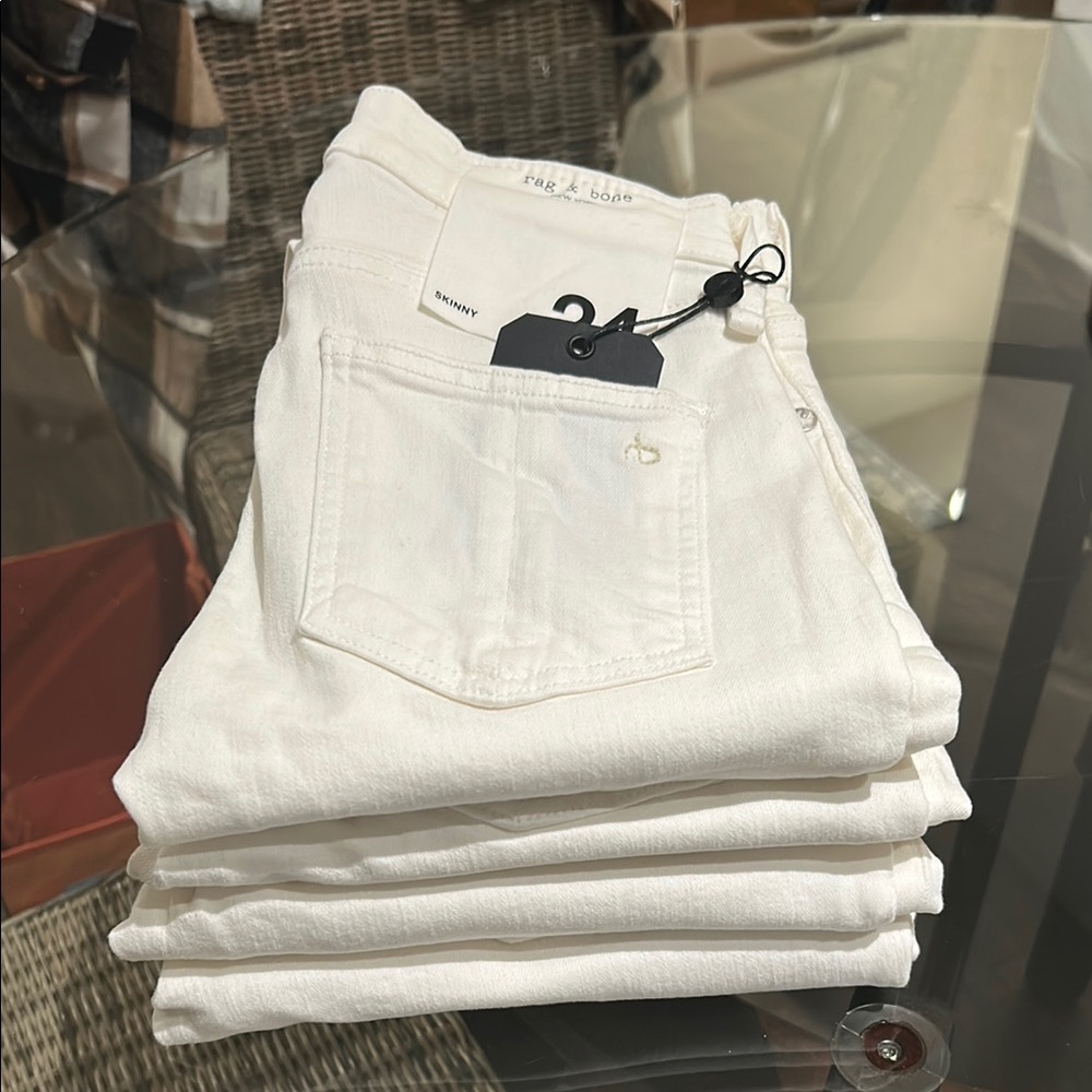 rag & bone White Straight Leg Skinny Jeans - Picture 12 of 14
